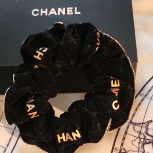 Chanel Black Velvet Scrunchie